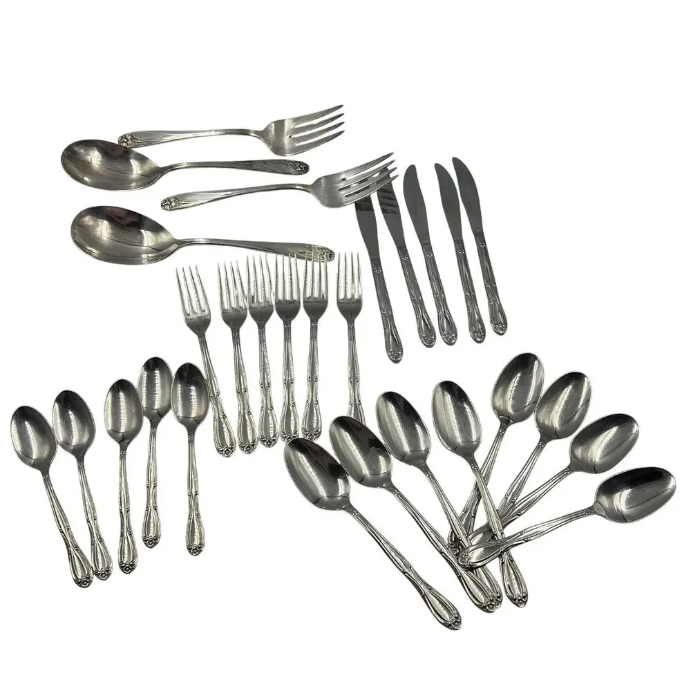 Vintage American Rogers Premier Stainless Flatware Set Chapel Hill‎ 28 Pieces